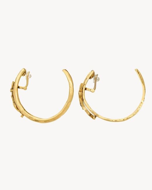 Saint Laurent Metallic Large Cassandre Earrings