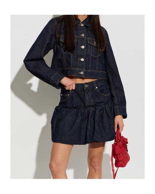 Ganni Blue Cropped Denim Jacket