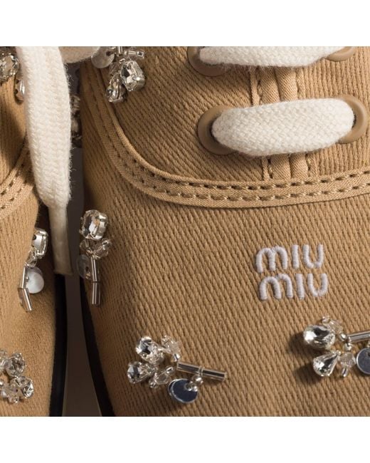 Miu Miu White Embellished Low-Top Sneakers