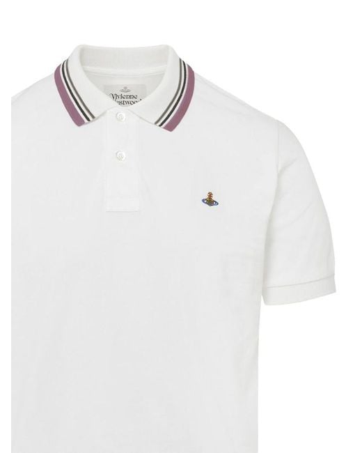 Vivienne Westwood Pink Logo Embroidered Short Sleeve Polo Shirt for men
