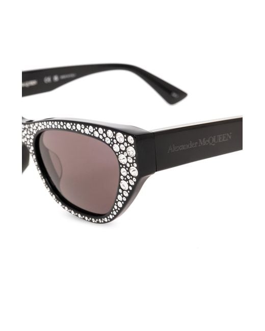 McQueen White Eyewear Logo Engraved Cat-Eye Sunglasses