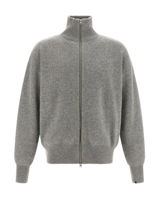 Extreme Cashmere Gray Long-Sleeved Zip-Up Cardigan for men