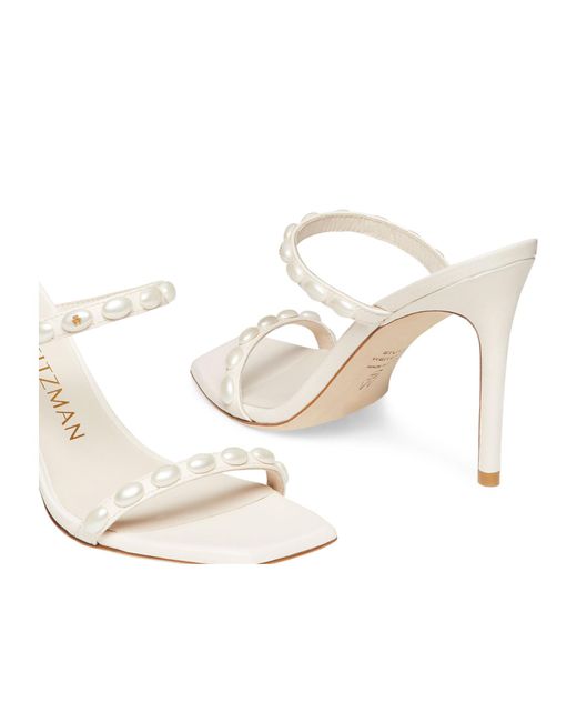 Stuart Weitzman White Aleena Pearlita 115Mm Leather Sandals