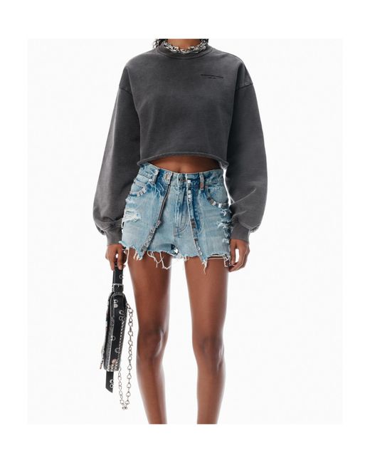 Alexander Wang Black Cropped Crewneck Sweatshirt