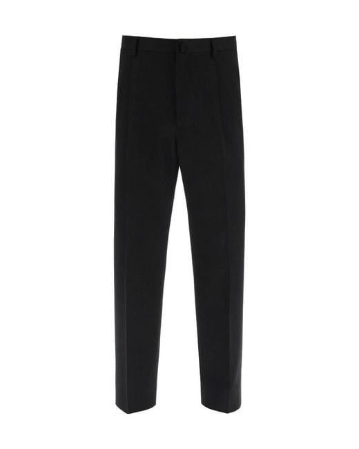 Lanvin Black Pressed-Crease Straight-Leg Trousers for men