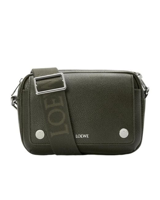 Loewe Green Small Leather Pebble Messenger Bag for men