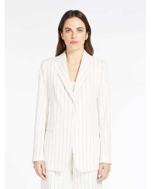 Max Mara White Stripe-Pattern Blazer