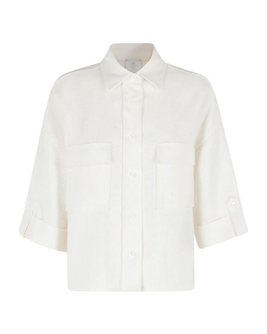 Eleventy White Boxy Utility Jacket