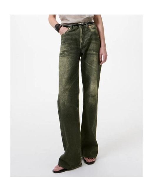Our Legacy Green Aurora-Print Straight Leg Jeans