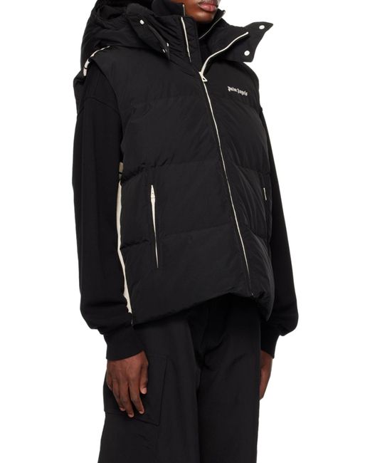 Palm Angels Black Logo Printed Padded Vest for men