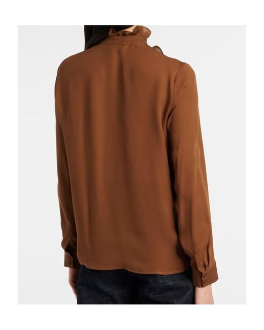 Nili Lotan Brown Ruffled Shirt