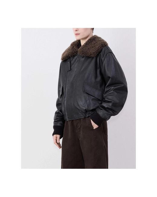 Lemaire Black Relaxed Fit Leather Blouson