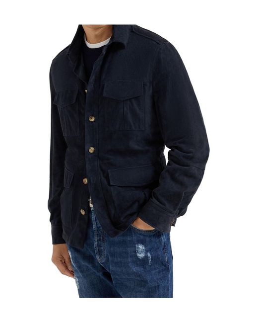 Brunello Cucinelli Blue Unlined Safari Jacket for men