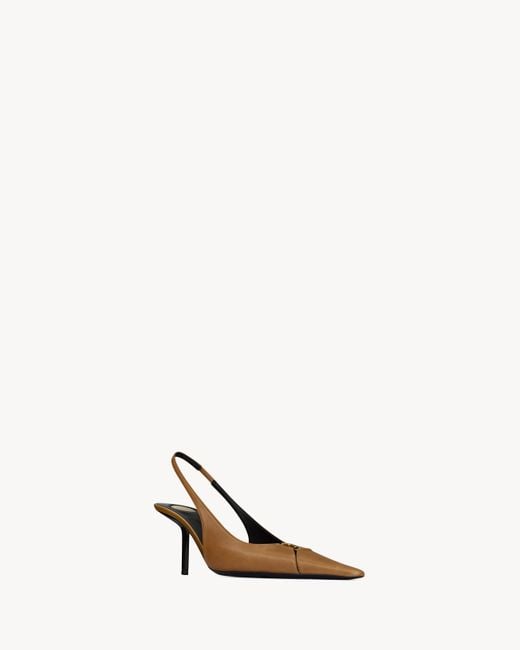 Saint Laurent Brown Babylone Breteuil Slingback Pumps