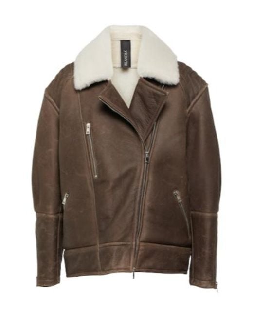 Blancha Brown Shearling-Trimmed Leather Jacket