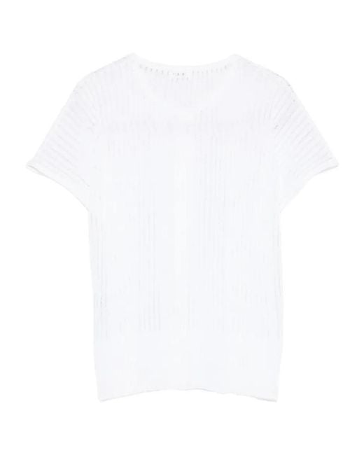 Roberto Collina White Ribbed Buttoned Shirt