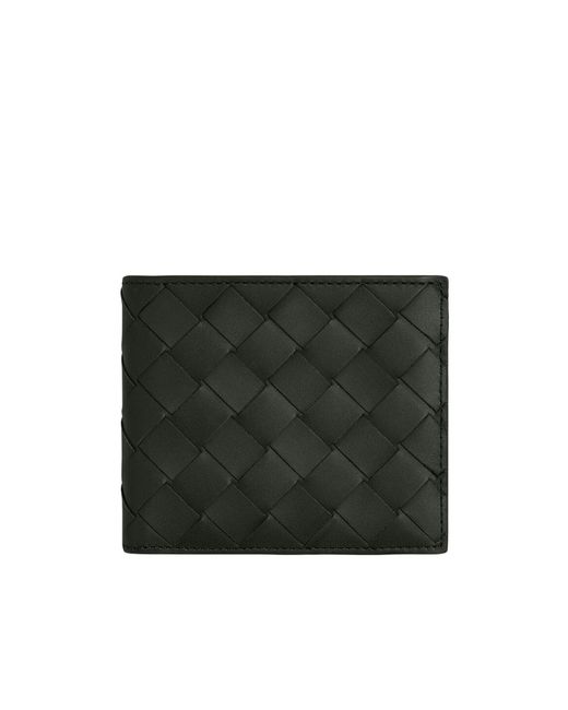 Bottega Veneta Black Intrecciato Bi-Fold Wallet With Coin Purse for men