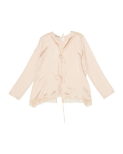 Magda Butrym Natural Magda Burtym Long-Sleeved Satin Blouse