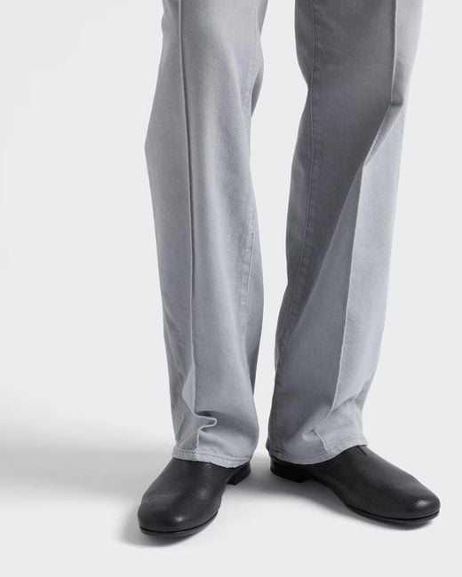 Prada Gray Logo Patch Straight-Leg Jeans for men