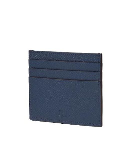 Fendi Blue Logo-Plaque Pebbled-Leather Cardholder for men