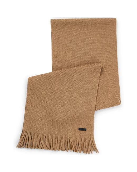 Boss White Albas Wool Logo Scarf for men