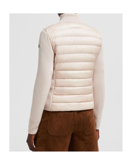 Moncler Pink Panelled Zip-Up Padded Jacket
