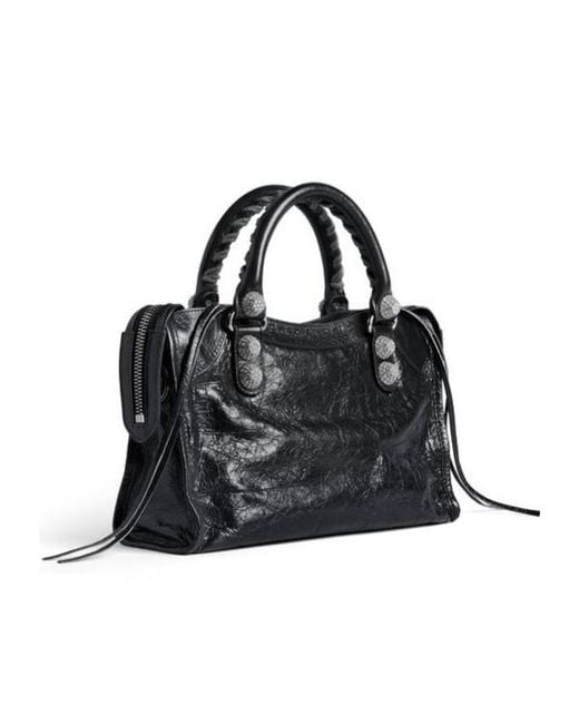 Balenciaga Black Le City Studded Small Top Handle Bag