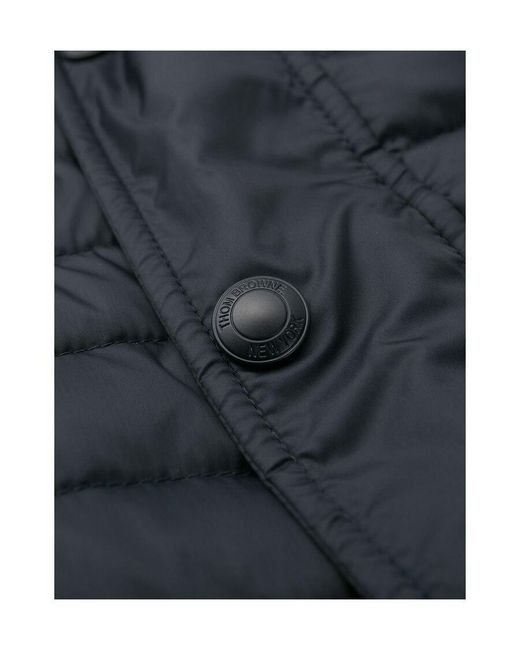 Thom Browne Blue 4-Bar Hooded Down Coat for men