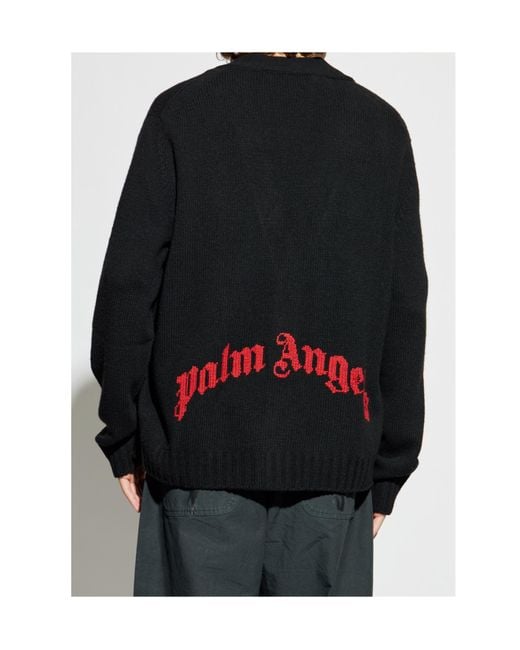 Palm Angels Black V-Neck Cardigan for men