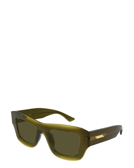 Bottega Veneta Green Eyewear Ultrathin Squared Sunglasses
