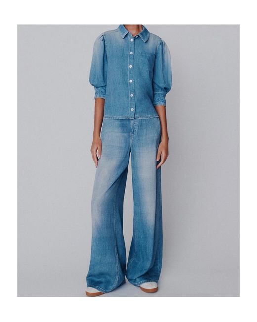 Marella Blue Flowing Viscose-Blend 5-Pocket Trousers
