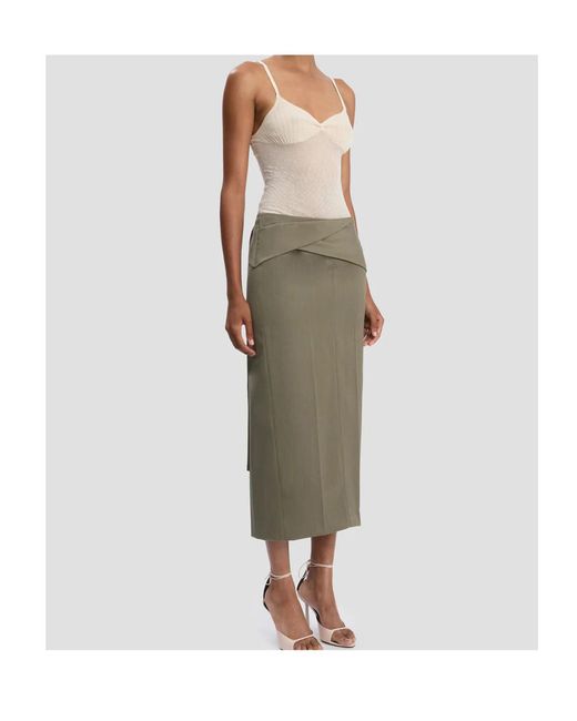 Victoria Beckham Green Back Slit Midi Skirt