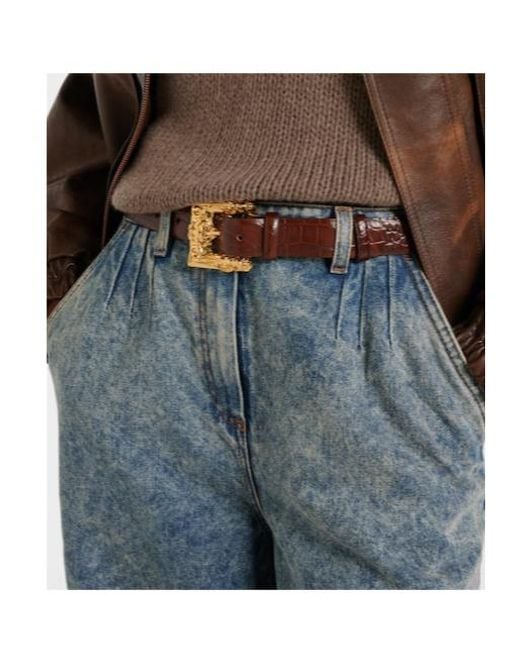 Magda Butrym Brown Croc-Effect Leather Belt