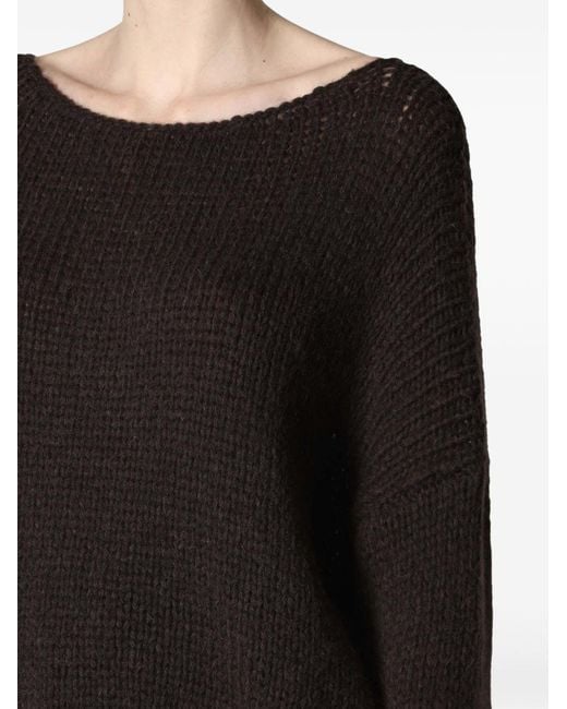 Roberto Collina Black Slouchy Boatneck Chunky Knit Sweater