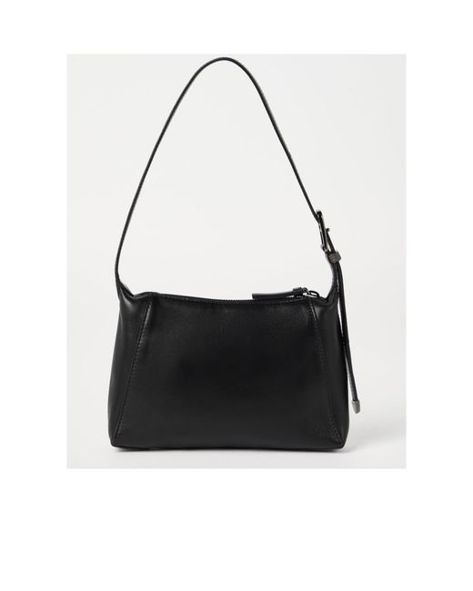 Brunello Cucinelli Black Logo-Debossed Shoulder Bag
