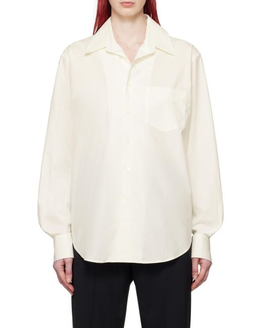 MM6 by Maison Margiela White Cut Out Detailed Buttoned Shirt