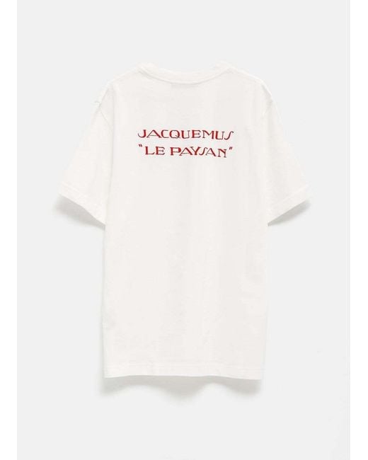 Jacquemus White Logo Printed Crewneck T-Shirt for men