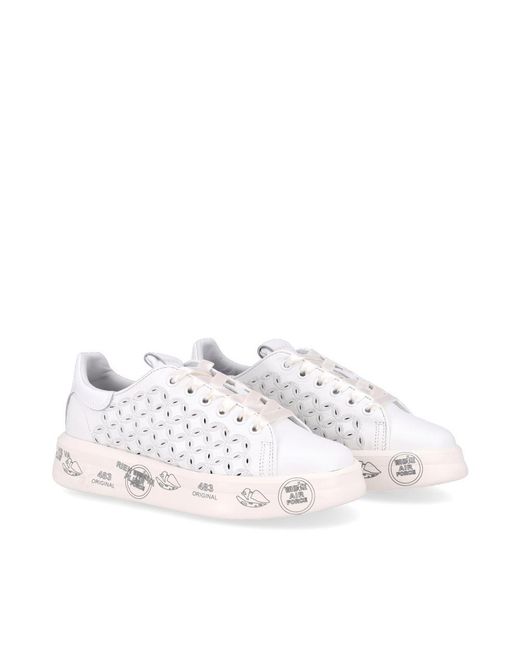 Premiata White Logo Low-Top Casual Shoes
