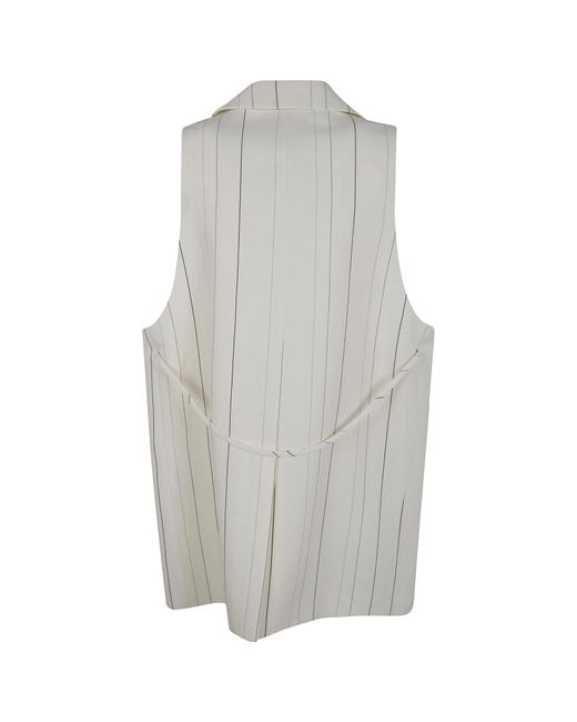 Semicouture Gray Striped Button Waistcoat