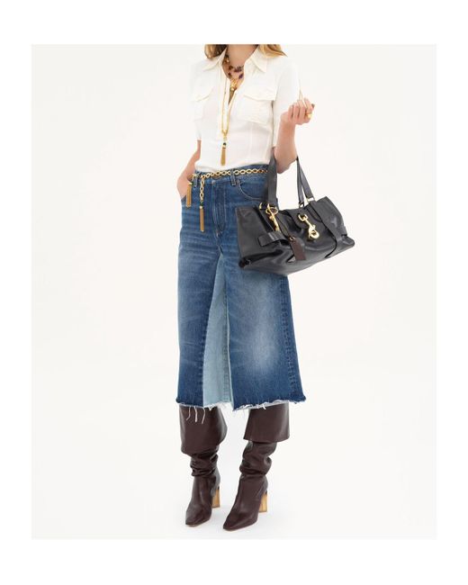 Chloé Blue Patchwork Denim Shorts