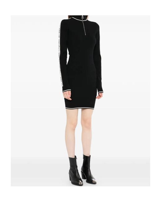 Off-White c/o Virgil Abloh Black Logo Tape Long-Sleeved Dress