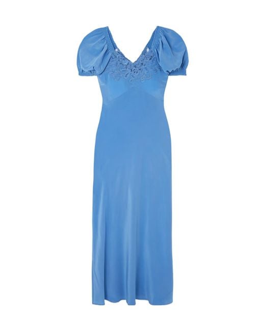 Rixo Blue Lace Collar Dress