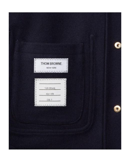 Thom Browne Blue Stripe Detailed Buttoned Jacket for men