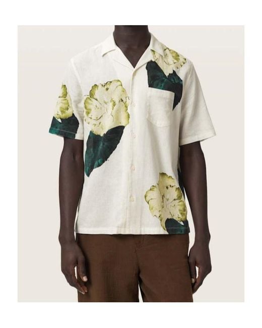 AllSaints White Nouvelle Short Sleeve Linen Blend Shirt for men