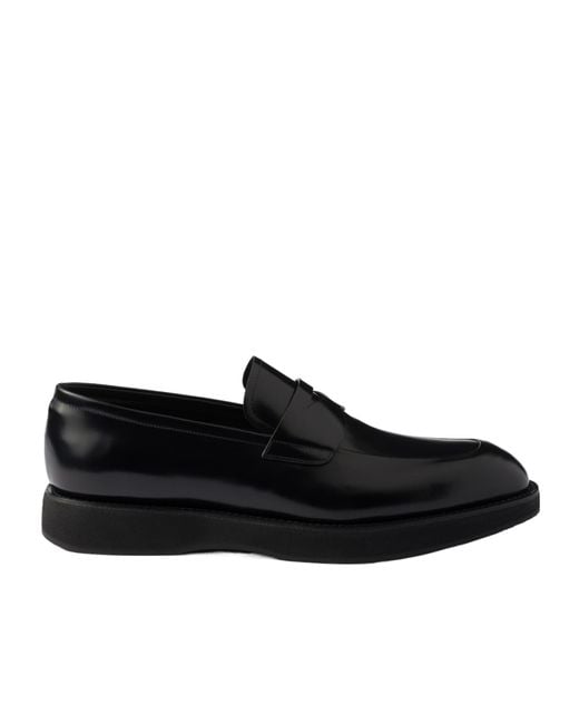 Prada Men's Black Leather Penny Loafers - Main Image