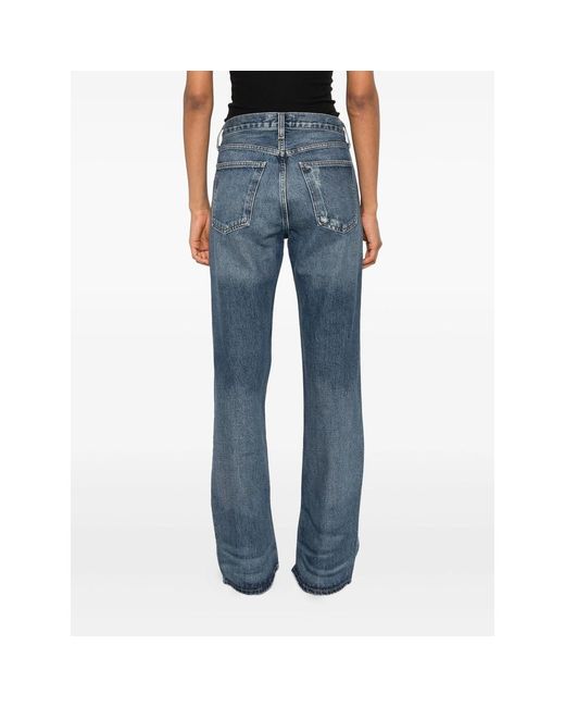 Agolde Blue Mid Rise Kick Boot Jeans