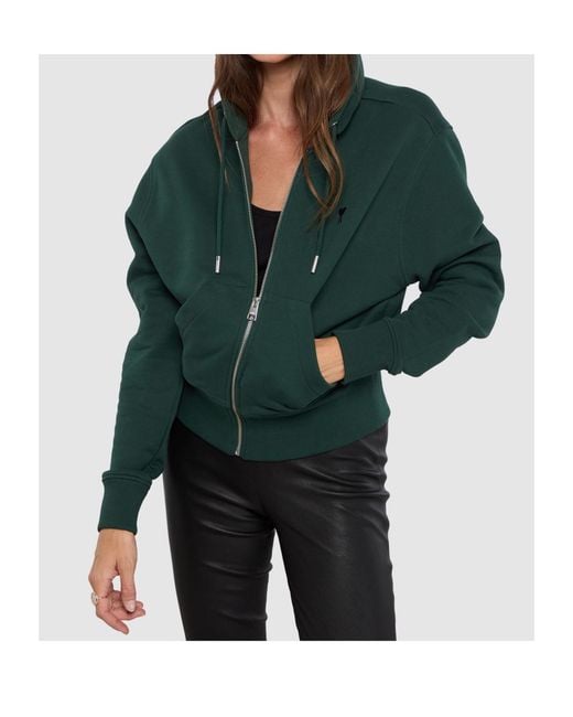AMI Green Long-Sleeve Hooded Sweatshirt