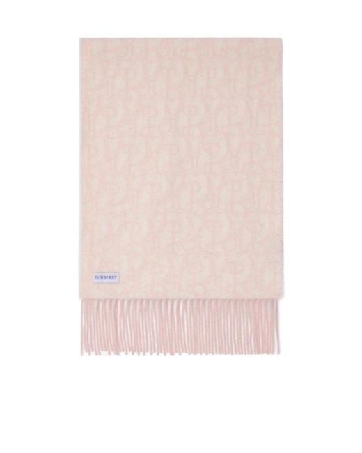 Burberry Pink B Charm Fringed Scarf