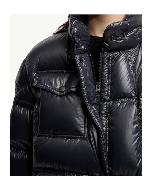Moncler Black Erea Square-Quilted Hooded Short Down Jacket