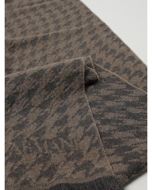 Emporio Armani Gray Houndstooth Wool Scarf